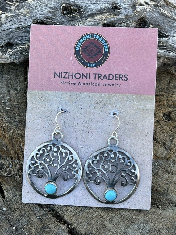 Navajo Sterling Silver Turquoise Tree Of Life Dan… - image 2