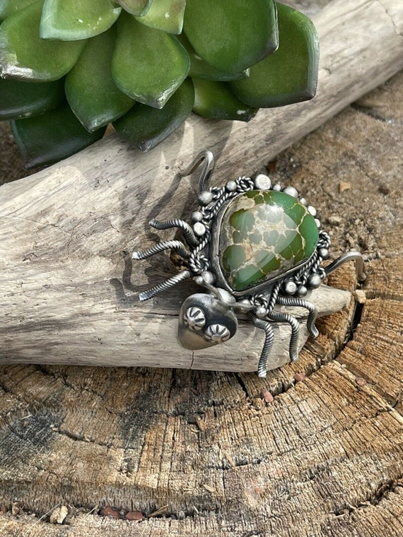 Vintage Sterling Silver & Royston Turquoise Beetl… - image 1