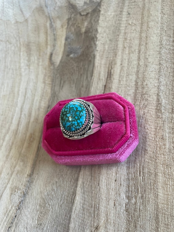 Navajo Sterling Kingman Web Turquoise Men’s Ring … - image 2