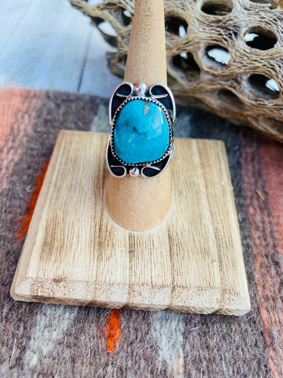 Navajo Turquoise & Sterling Silver Ring Size 6 - Etsy