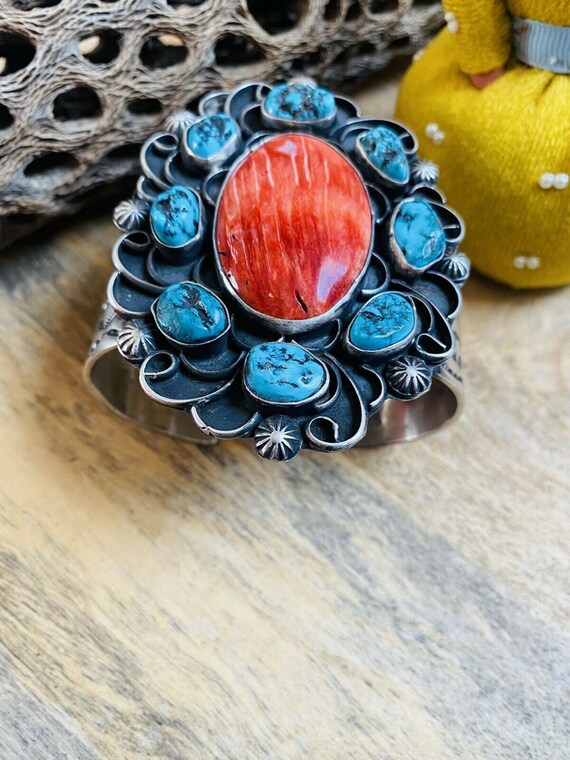 Item #1018T- Heavy Navajo Double Onyx Raised Spider w