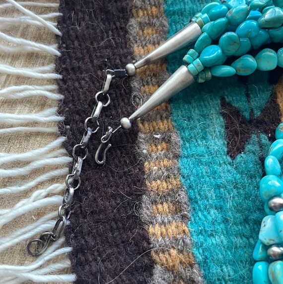 Navajo Turquoise & Sterling Silver 5 Strand Beade… - image 5