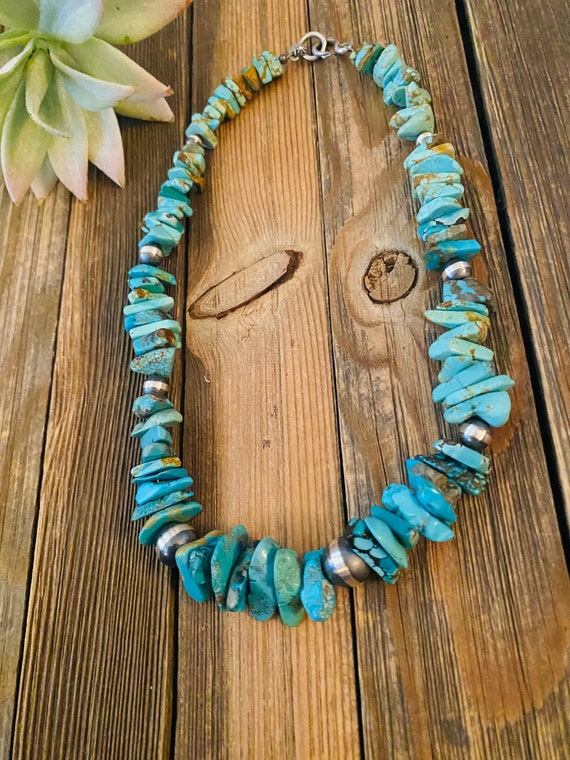 Navajo Turquoise & Sterling Silver Chunky Beaded … - image 3