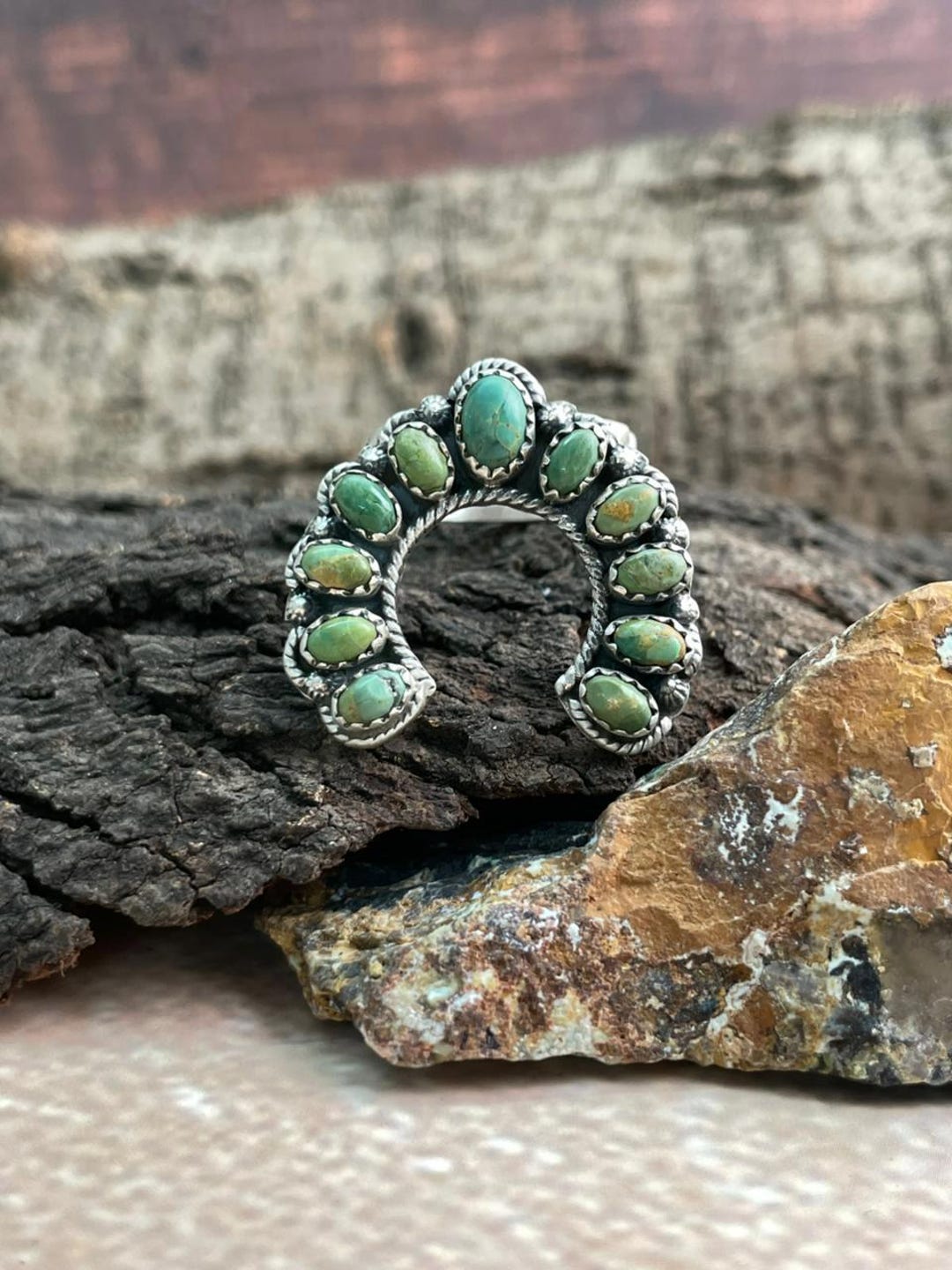 Handmade Sterling Silver Kingman Turquoise Naja Adjustable Ring "signed ...