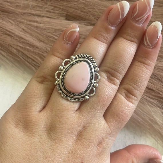 Gorgeous Navajo Pink Peruvian Opal And Sterling S… - image 5