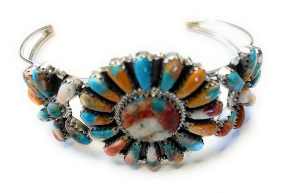 Navajo Multi Stone Spice And Sterling Silver Clus… - image 6