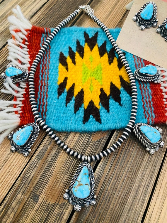 Navajo Sterling Silver & Turquoise Necklace Set b… - image 3