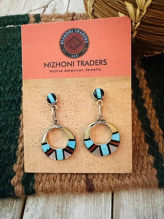 Old Pawn Zuni Multi Stone & Sterling Silver Inlay… - image 1