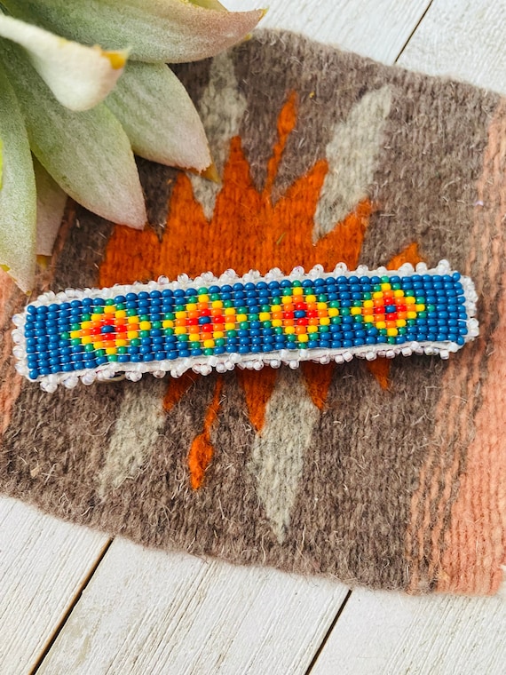 Navajo Handmade Beaded Barrette - image 1
