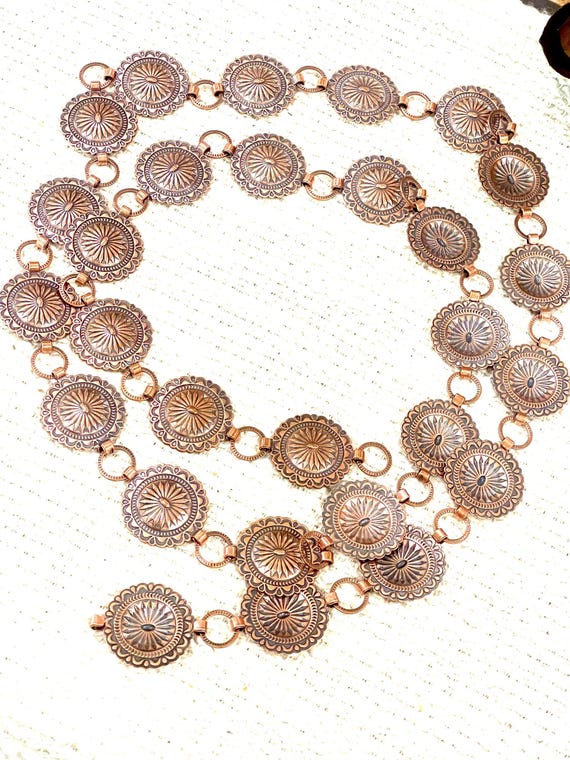 Handmade Copper Concho Belt - image 5