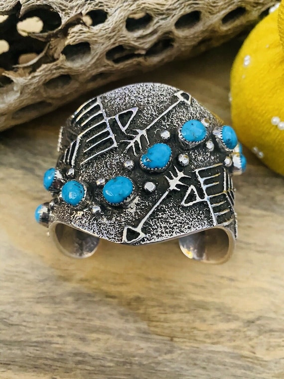 Navajo Turquoise & Sterling Silver Cuff Bracelet … - image 1