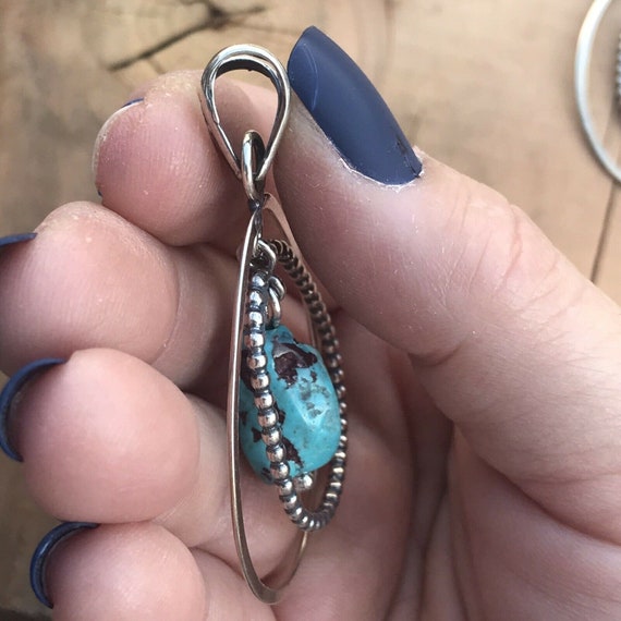 Navajo Sterling Silver & Turquoise Rope Style Pen… - image 3