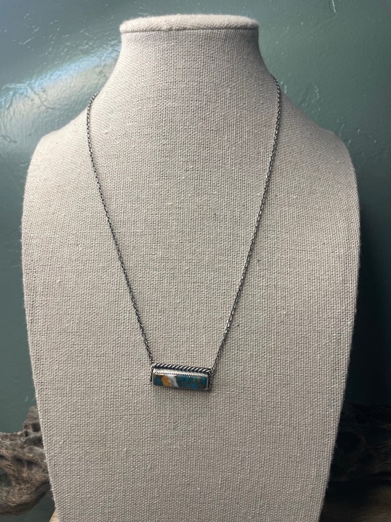 Navajo Sterling Silver Spice Bar Necklace Signed &