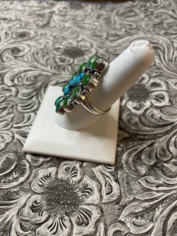 Navajo Turquoise and Sterling Silver Ring Size 8 - image 5