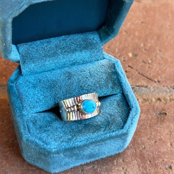 Navajo Sterling Silver Turquoise Cigar Band Rings