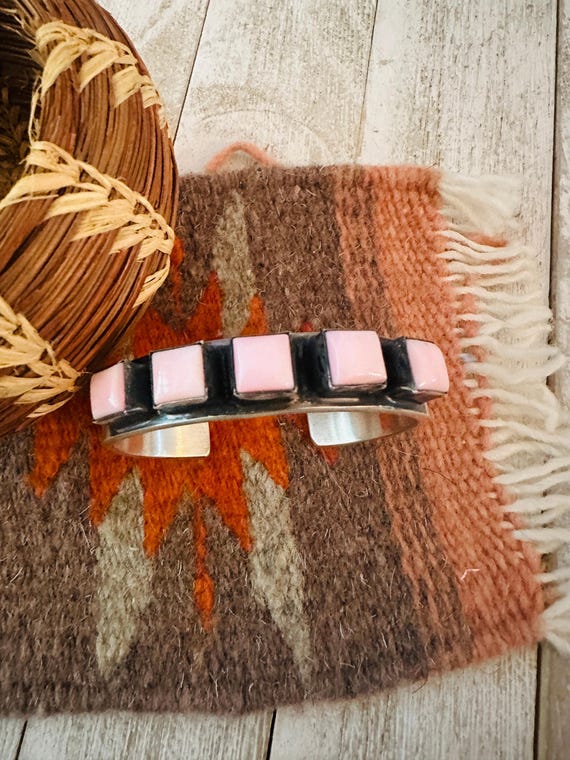 Handcrafted Sterling Silver & Queen Pink Conch Cuff Bracelet by Chimney Butte