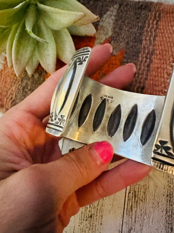 Navajo Hand Stamped Sterling Silver Cuff Bracelet - image 6