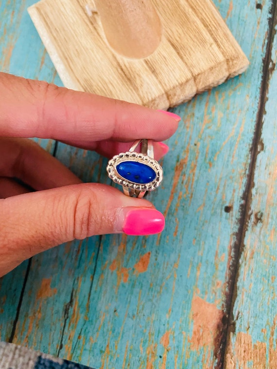 Navajo Sterling Silver & Lapis Ring Size 7.5 - image 5