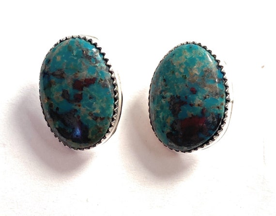 Navajo Turquoise & Sterling Silver Stud Earrings - image 7