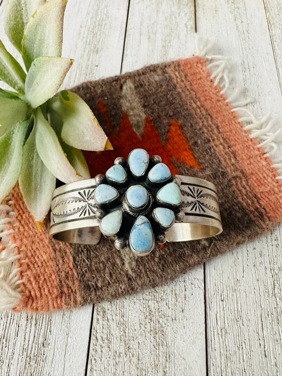 Navajo Golden Hills Turquoise & Sterling Silver C… - image 2