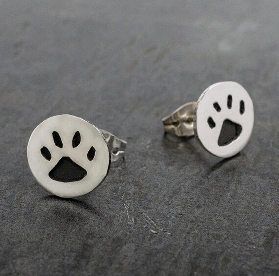Micro Paw Print Sterling Silver Earrings