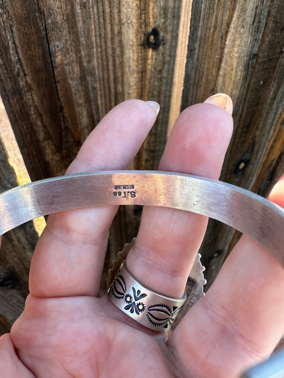 Beautiful Navajo Hand Stamped Bracelet Cuff Signe… - image 2