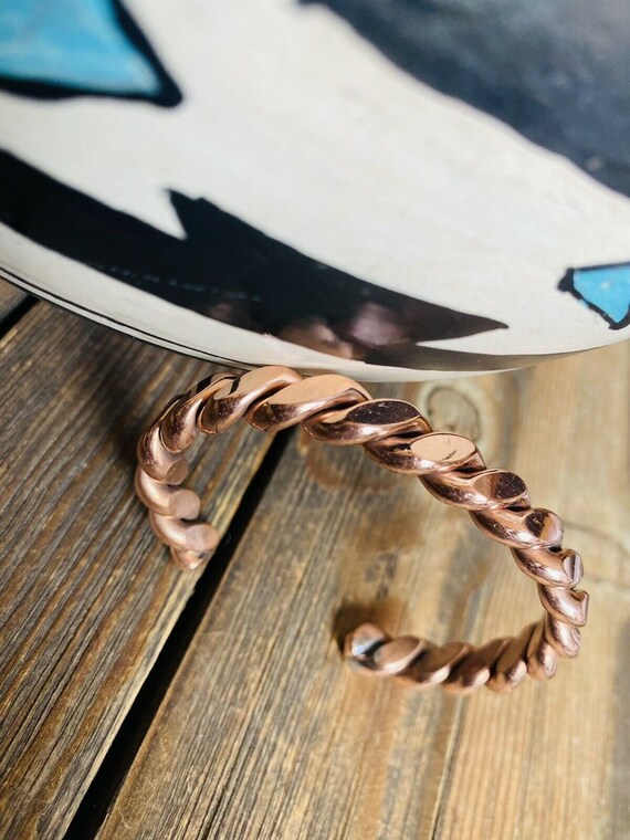 Navajo Copper Over Sterling Hand Twisted Cuff Bra… - image 4