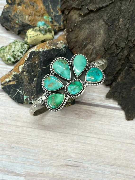 Handmade Sterling Silver Golden Hills, Sonoran Mountain Turquoise Adjustable Ring "Signed Nizhoni"