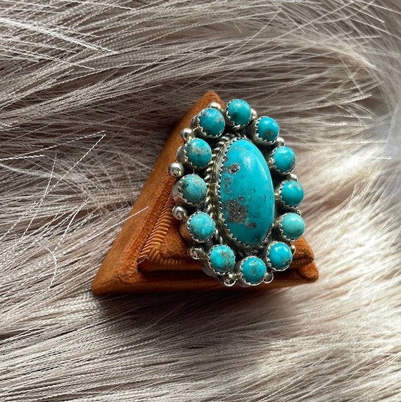 Navajo Turquoise & Sterling Silver Ring Size 9 Si… - image 2