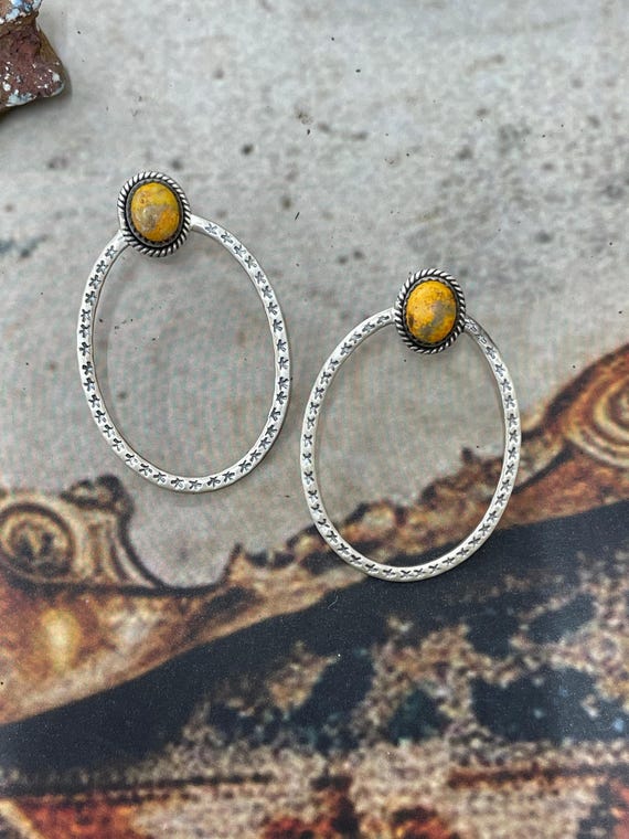 Handmade Sterling Silver Bumblebee Post Hoop Earr… - image 1