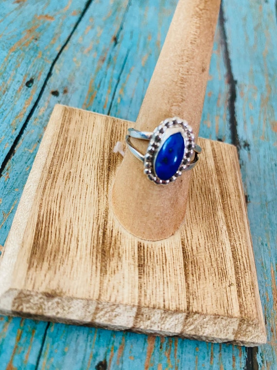 Navajo Sterling Silver & Lapis Ring Size 7.5 - image 3