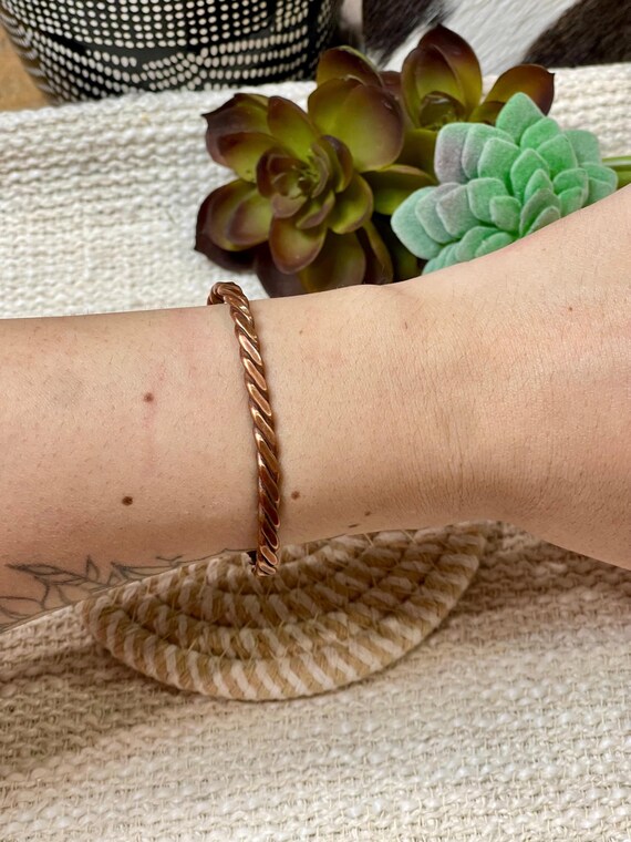 Vintage Handmade Copper Cuff - image 2