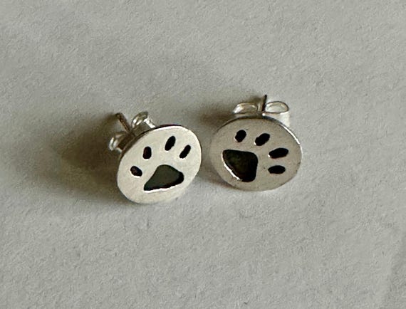 Micro Paw Print Sterling Silver Earrings View 3