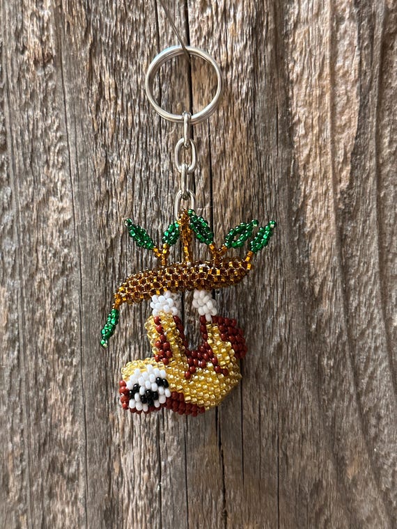 Handmade Beaded Monkey Keychain - image 2