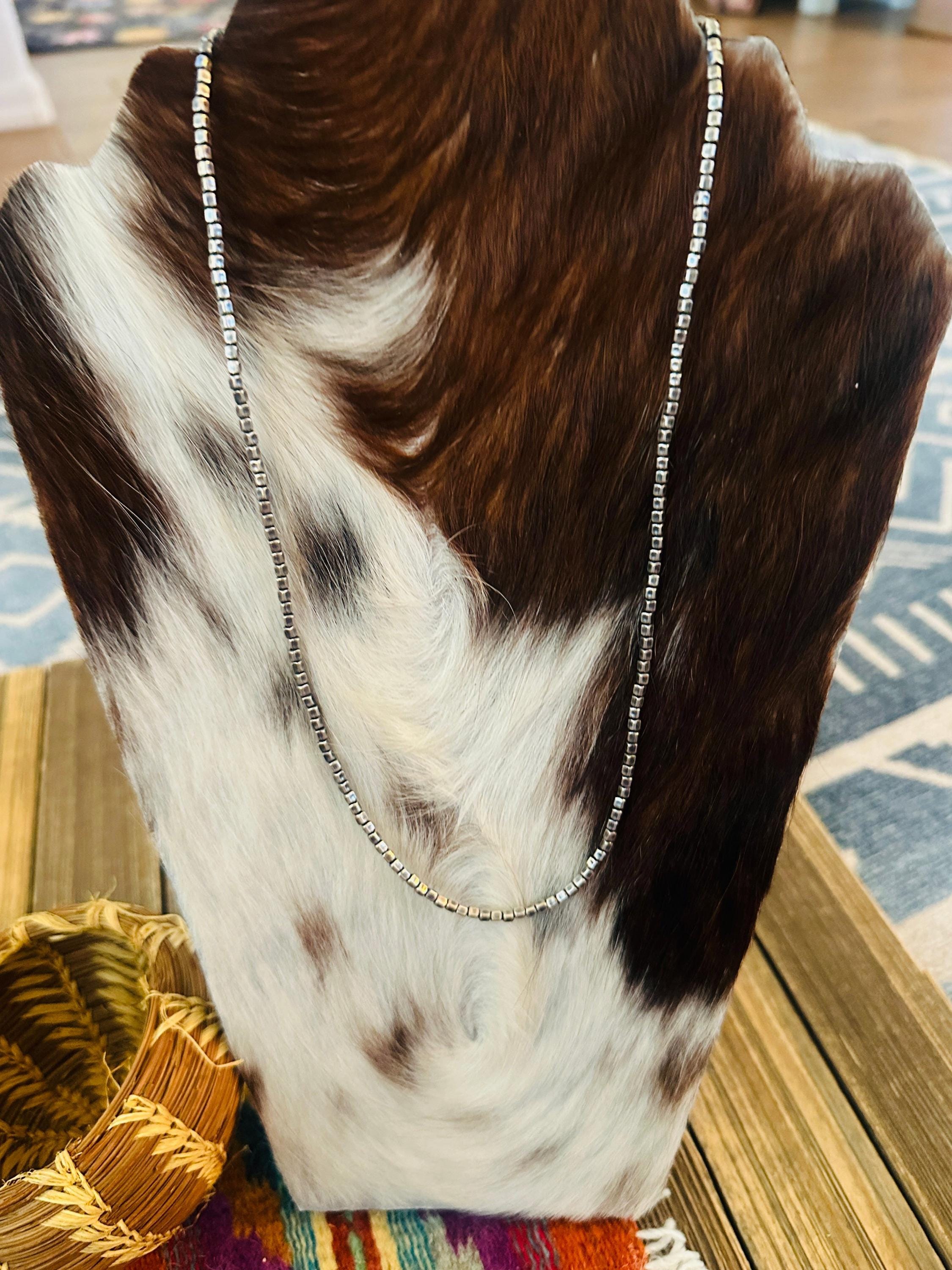Handcrafted Sterling Silver Box Pearl Beaded 22” Necklace - Etsy