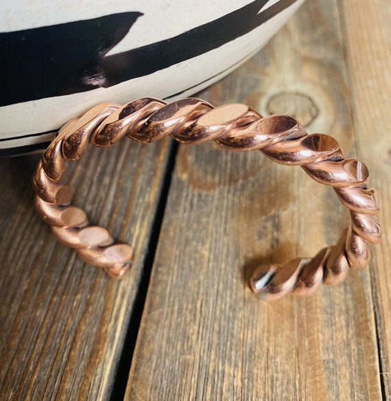 Navajo Copper Over Sterling Hand Twisted Cuff Bra… - image 1