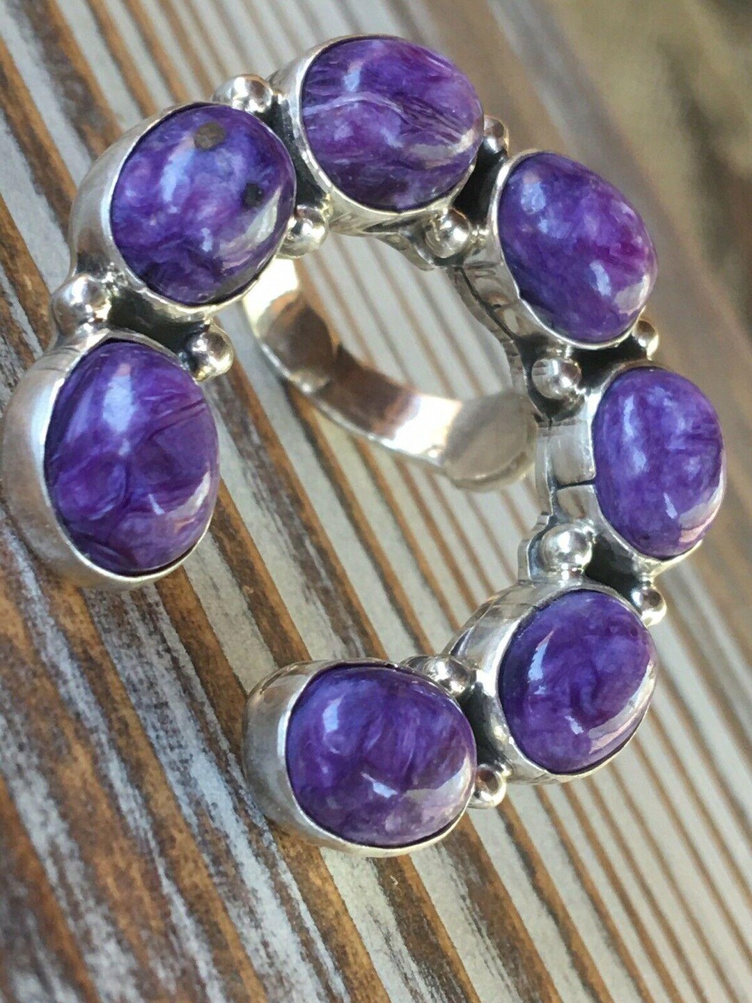 Naja Rind Charoite and Sterling Silver Naja Ring Size 8.5, Signed and Stamped - Etsy