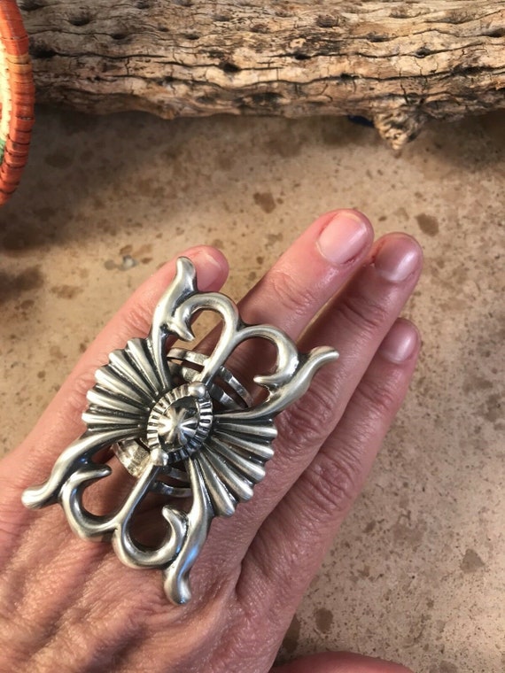 Russell Sam Navajo Sterling Silver Hand Stamped R… - image 3