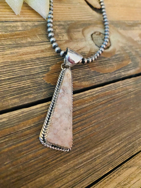 Navajo Sterling Silver & Fossilized Coral Pendant - image 2