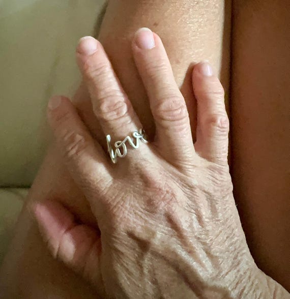 Cursive Love Sterling Silver Ring - image 2