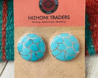 Boucles D'oreilles Zuni Artisanales En Argent Sterling - Pierres Multiples - Neuf Avec étiquettes