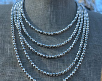 ハンドメイド ナバホパール スターリングシルバー ビーズネックレス 16