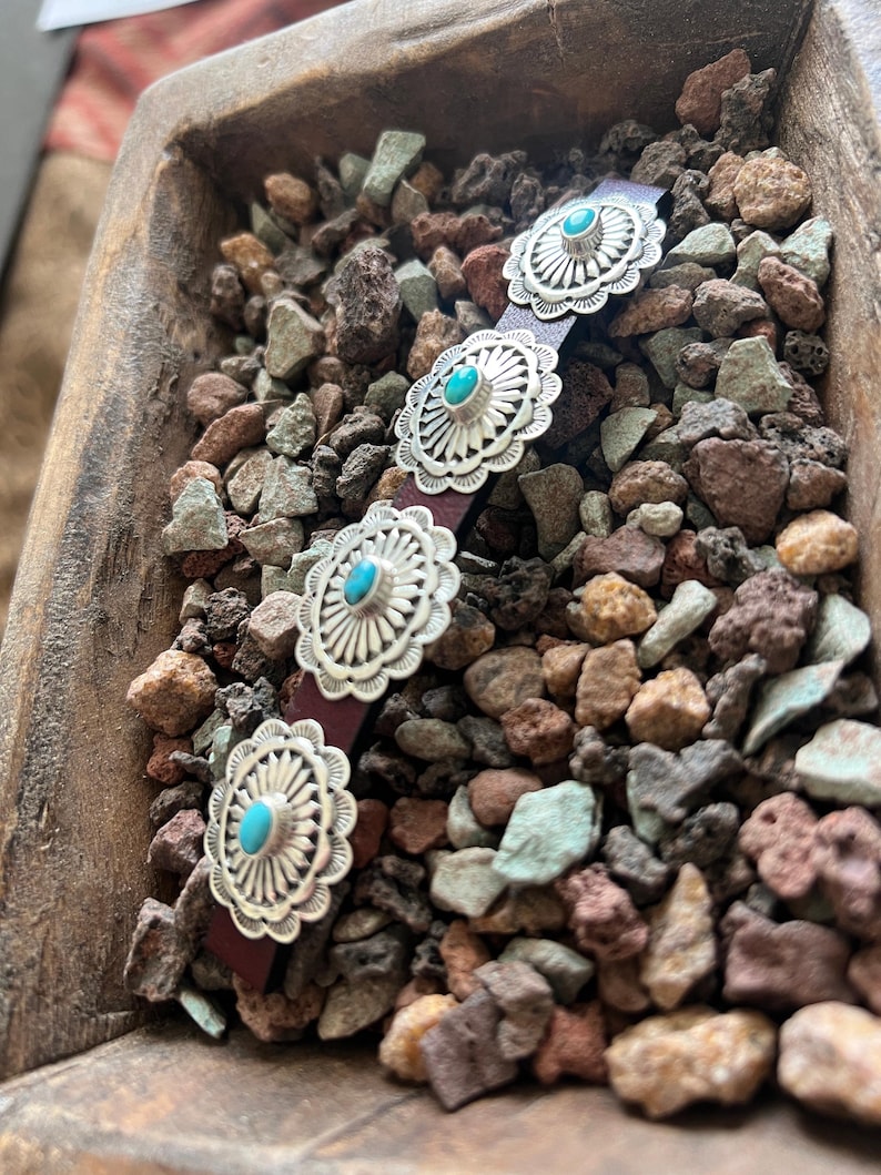 Sterling Silver and Kingman Turquoise Traditional Style Concho Slide ...