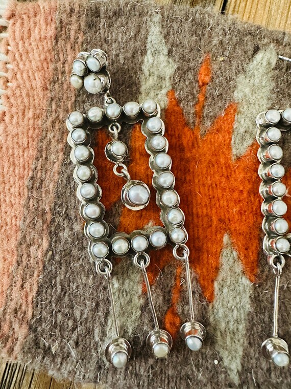 Handmade Pearl And Sterling Silver Dangle Earrings - image 6