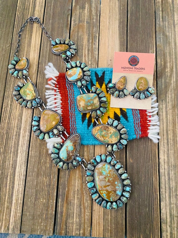 Incredible Native American Navajo Roystong Turquoise Sterling Silver Pillbox Necklace Incredible Native American Navajo Roystong Turquoise Sterling Silver Pillbox Necklace