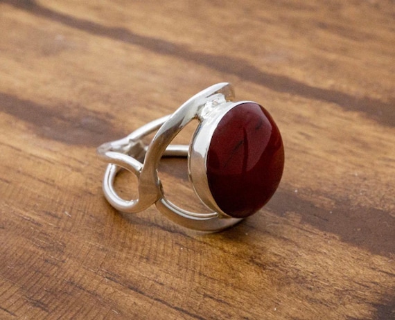 Round Frame Ring w/ Red Jasper Ring - image 1