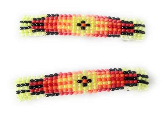 Navajo Handmade Beaded Barrette Set - Etsy display picture 1