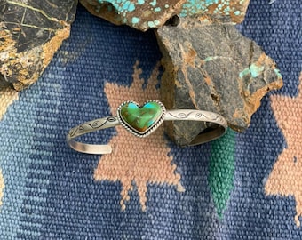 Beautiful Heart Multi Gemstone Navajo Hand Stamped Handcrafted