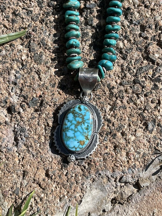 Navajo Number 8 Turquoise & Sterling Silver Elega… - image 1