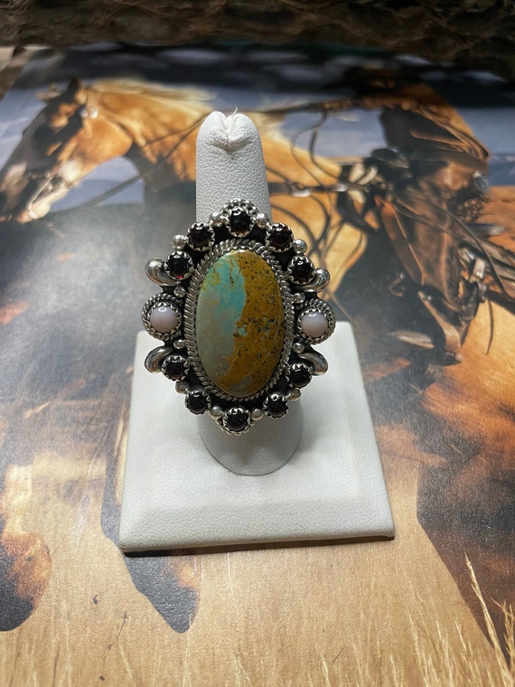 Handmade Royston Turquoise Adjustable Oval Ring